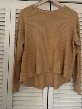 Project social Pale Yellow ribbed knit long sleeve top size medium